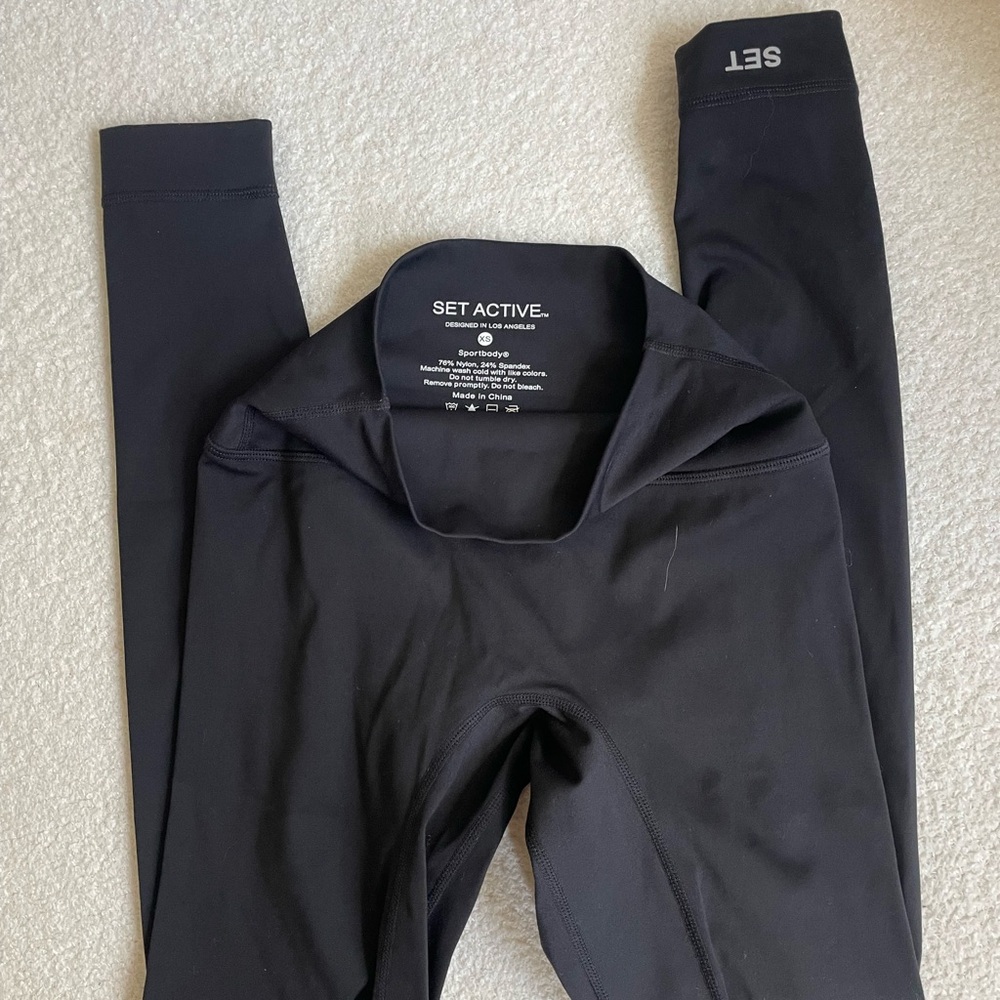 SET Active Black Performance Leggings with Logo Waistband